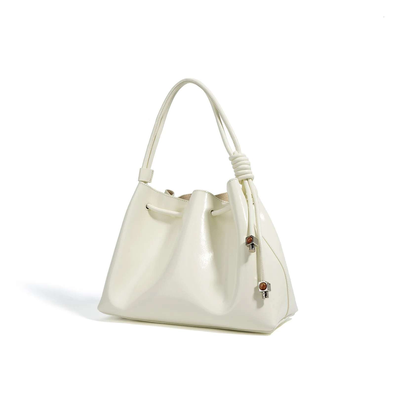New Fall Winter Genuine Leather Women's Female Commuting Fashion Bucket String Clouds Handbag Ladies Brand Bag