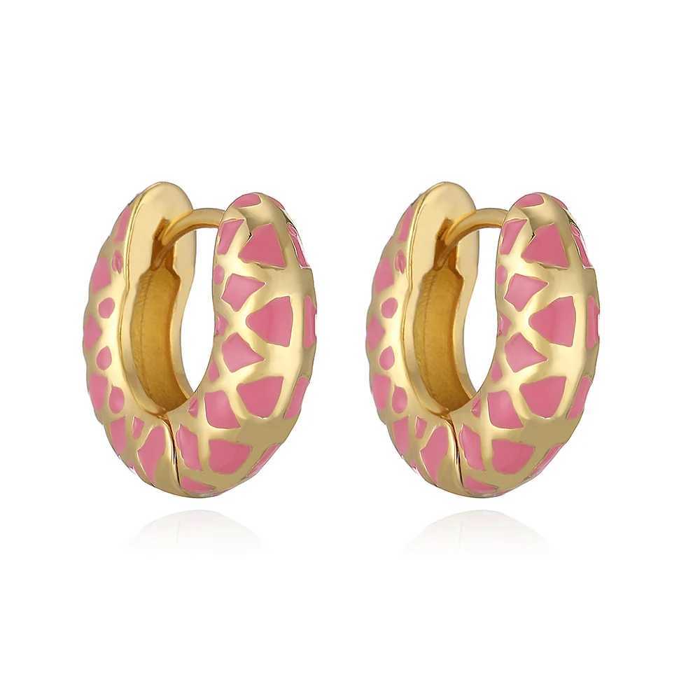 HECHENGColorful Enamel Geometric Round Circle Hoop Earrings for Women Vintage Ear Buckle Huggie Earring Statement Jewelry Z250408