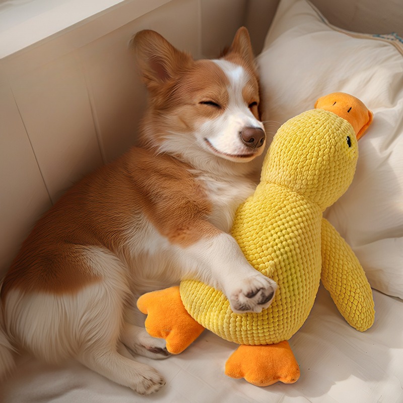Dog toy plush sleeping duck chewing teeth sound to relieve boredom small medium-sized dog pet Interactive Toys little yellow duck