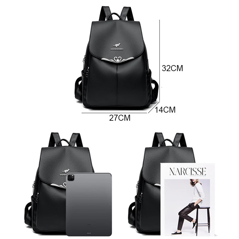 2024 Women Backpack Female Leather Backpack Ladies Sac A Dos School Bags for Girls Large Capacity Travel Back Pack Rucksacks 250407