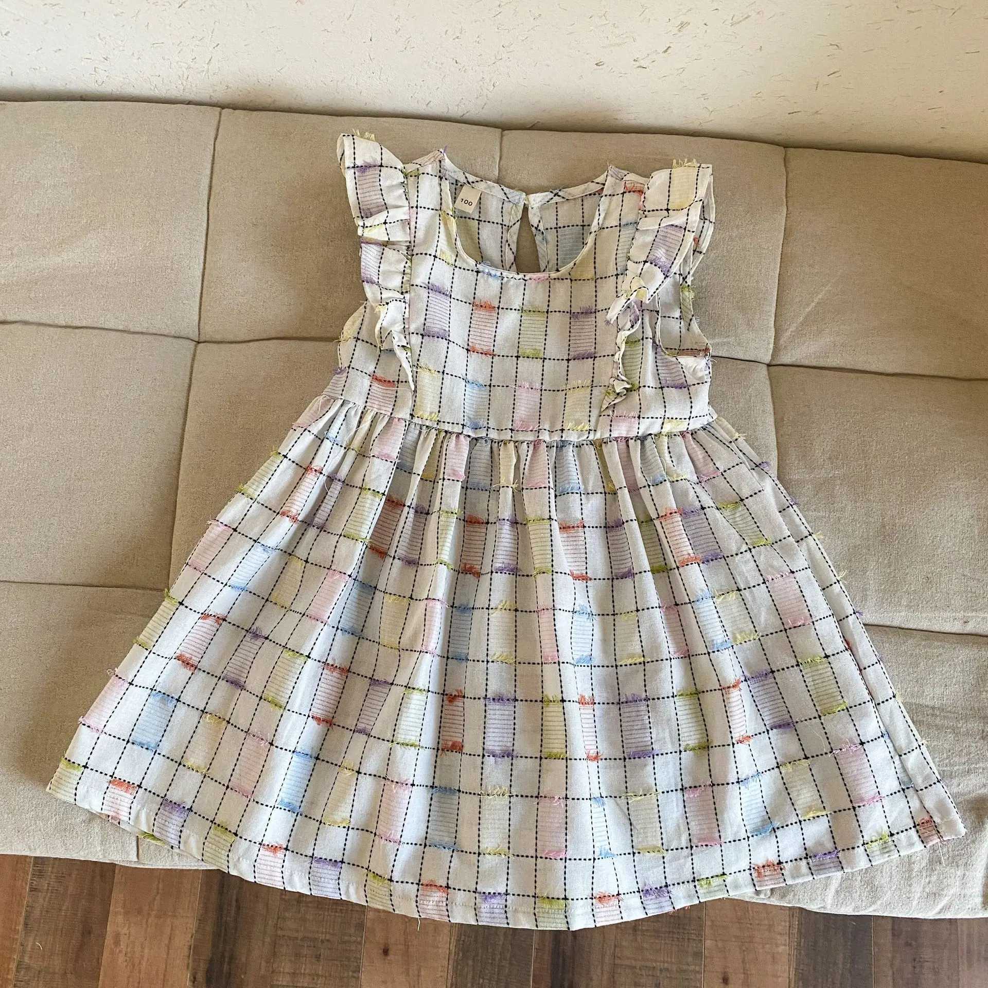 5588 Brothers and sisters Clothing 2025 Summer New Boys Two Piece Set Vest+Short or Cotton Rainbow Solid Baby Girls Dress S2548
