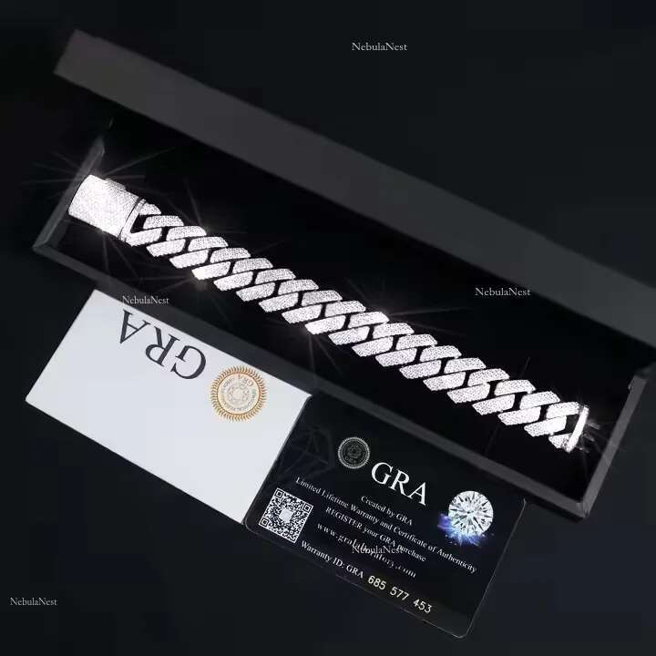 urious Men's 20MM Wide Cuban Chain Necklace Crafted from Pure Sier with Moissanite Embellishments
