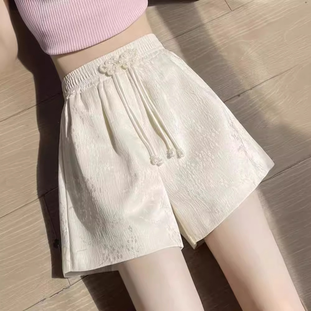 2025S Designer Shorts For Women Summer Thin Fit Loose Slimming Plus Size High Waist Fat Mm Chinese Style Wide Leg Shorts Children S Casual Hot Sports 