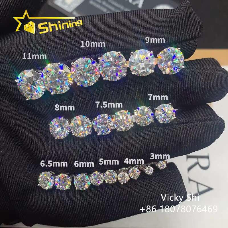 High Quality 925 Silver D VVS1 Round Brilliant Cut Moissanite Earrings Fine Jewelry Women Studs Ear Daily Wear