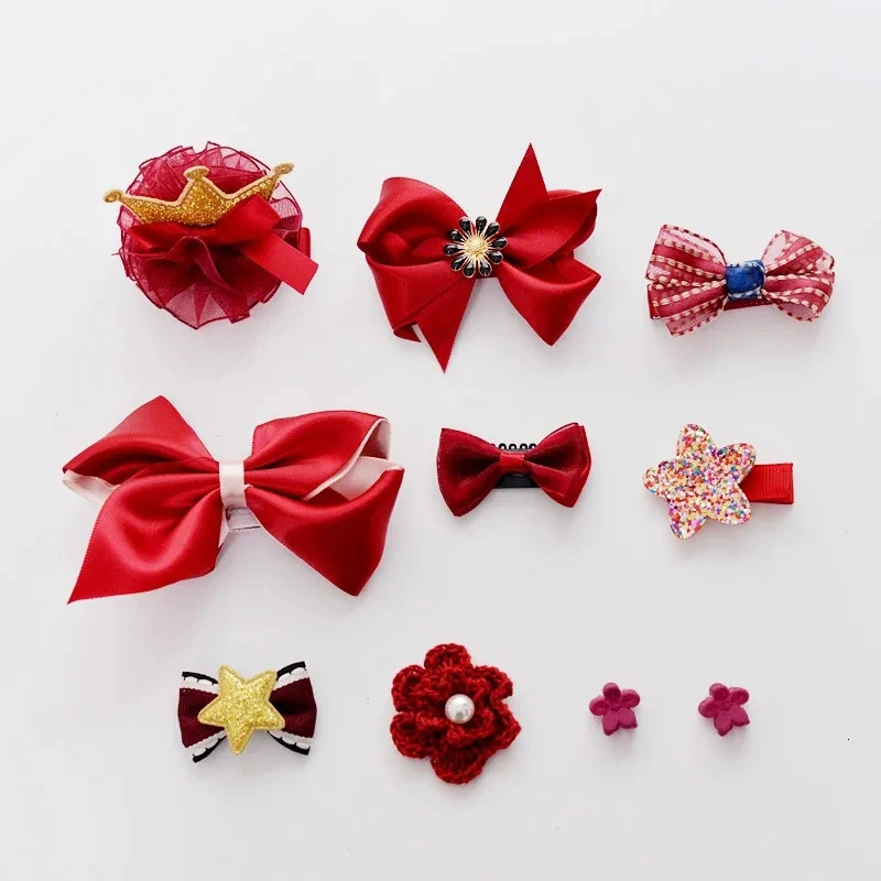 Fashionable childrens headband set with bow hair clip gum elastic band hair clip cute baby hair clip 250409