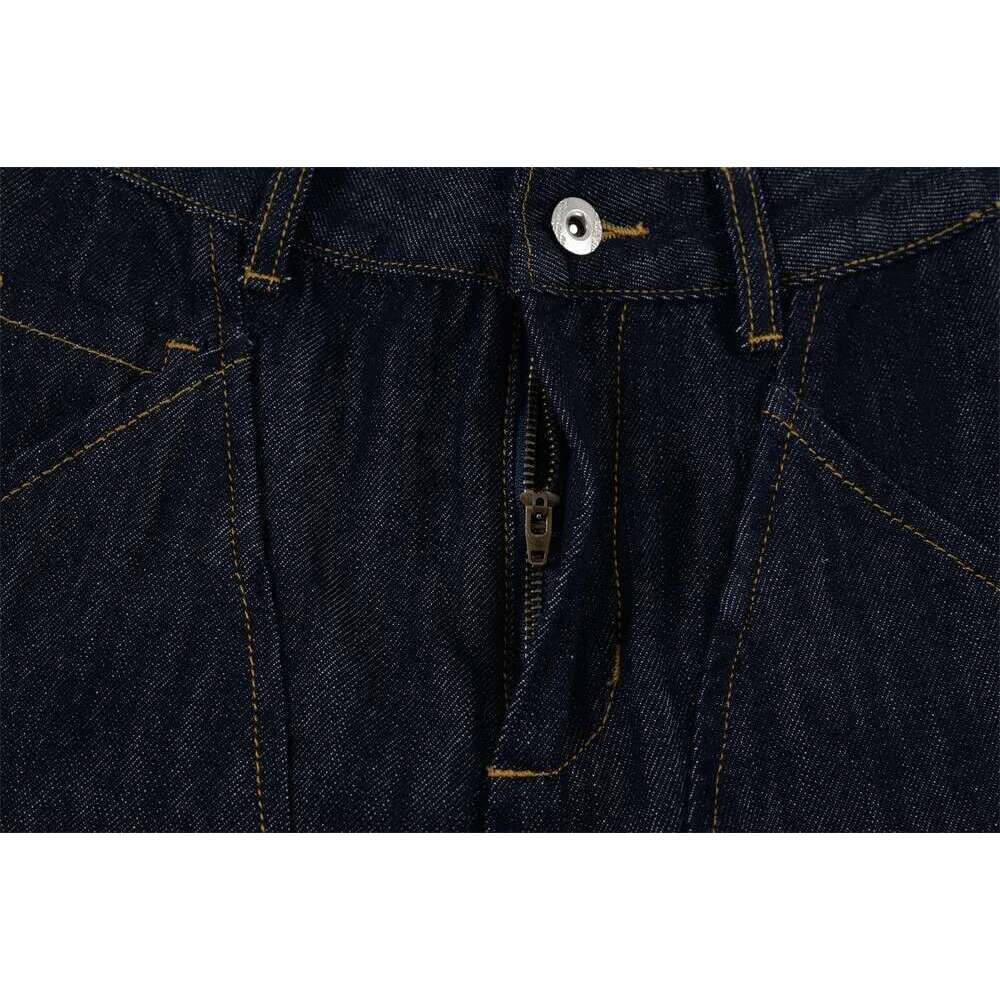 Spliced Pocket Denim Pants Mens Top Solid Color High Street Loose Wide Leg Washed Jeans Men