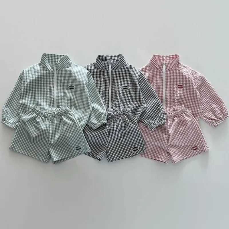 New baby plain summer breathable jacket girls fashionable thin jacket childrens zipper top+loose jacket 1-7Y S2548
