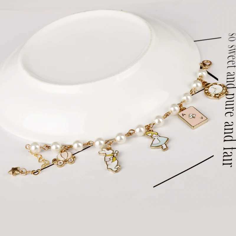 MQCHUN Al In Wonderland Wen Charm Crystal Pendants Bracelets Bangle a Bracelet Wristband Pearls Link Chain Bangles -25C250408