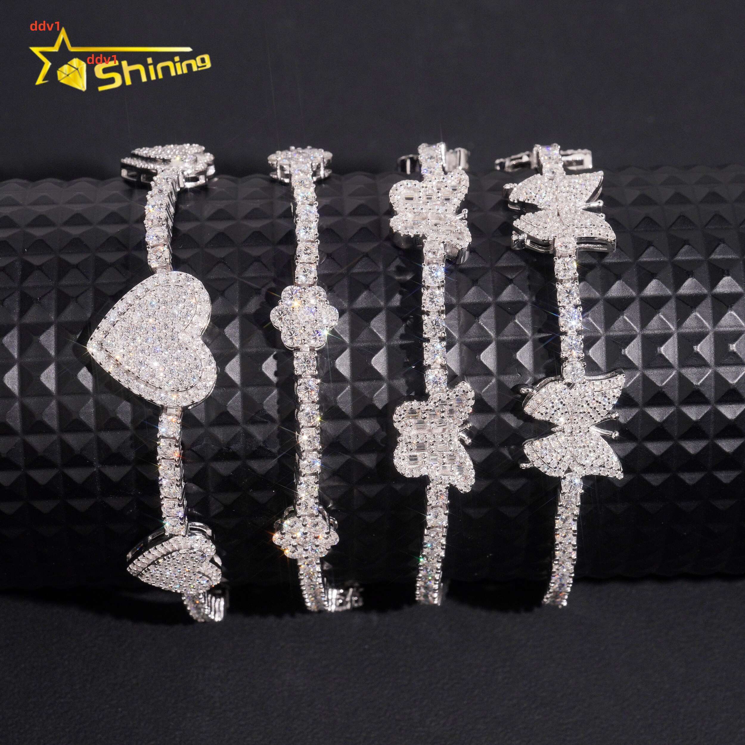 Iced Out 925 Sterling Silver Bracelet Collection Hip Hop Jewelry GRA Certificated D VVS Moissanite Men Bracelet