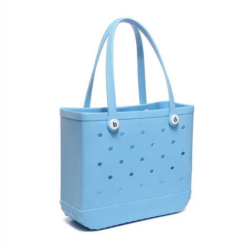 XL Beach Sac Bag EVA Rubber Waterproof Picnic Storage Basket Warm Shopping Handbag Extra Large Fi Jelly Handbag Y250409WA