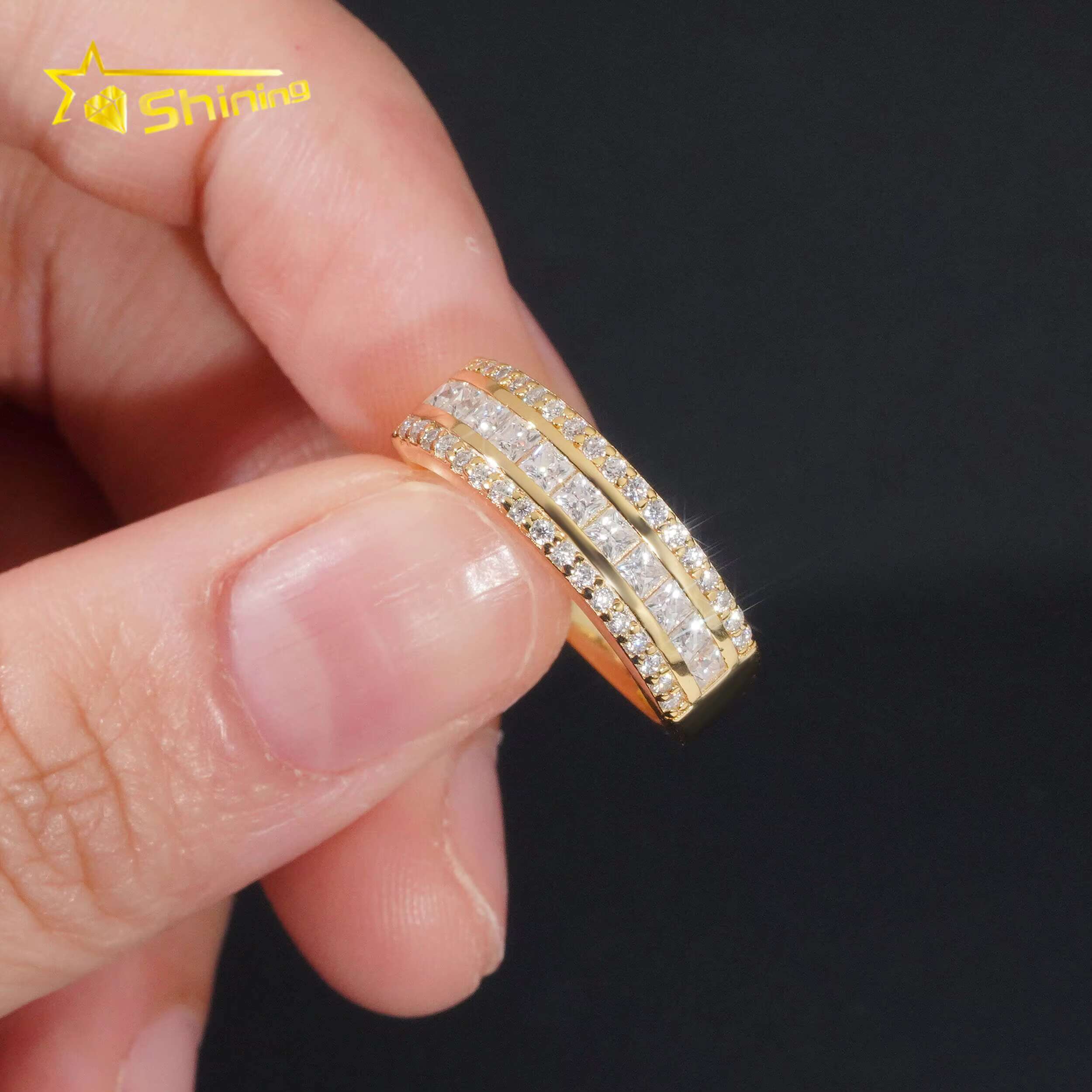 New Design Pass Diamond Tester 925 Silver VVS Moissanite Ring Gold Plated Iced Out Diamond Men Hip Hop Rings