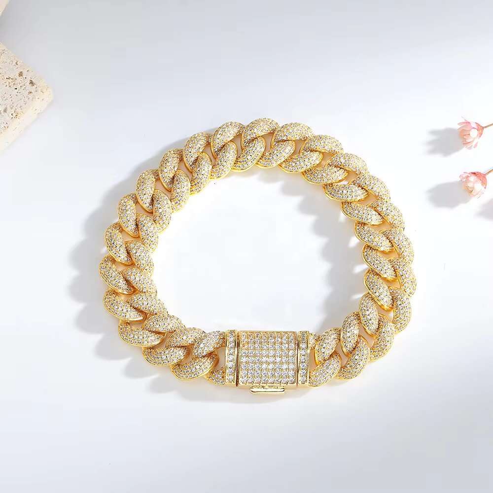 14mm Hip Hop Iced Out CZ Zircon Collar De Cadena Cubana Eslabones Cubano Necklace Miami Cuban Link Chain for Men Women