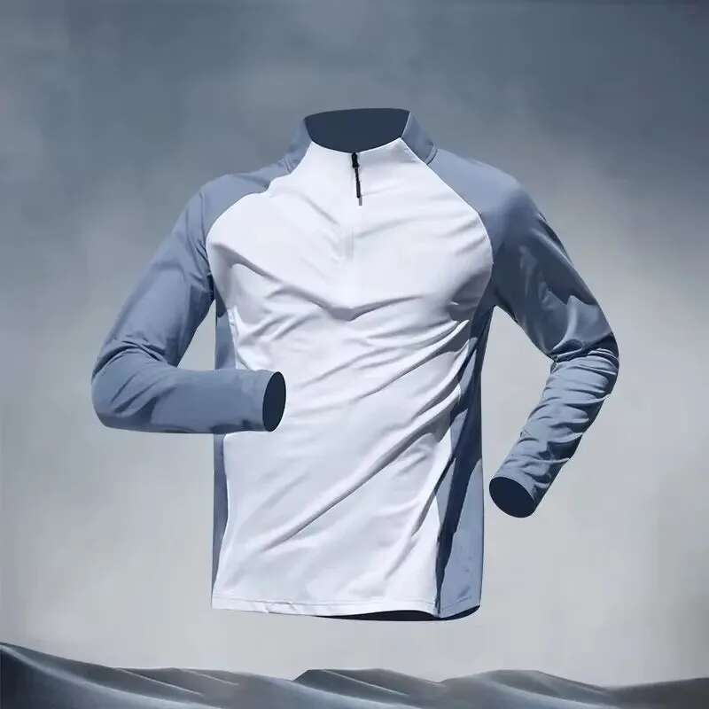 Quick Dry Male Clothes Tracksuit T-shirt Sets Spring Autumn Men Half Zipper Long Sleeve Breathable Sports Training Pants Suit