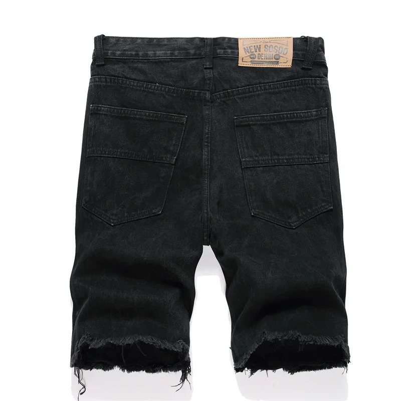 Summer Hip Hop High Street Pentagram ed open top denim shorts suitable for men fashion s thin and loose casual 250409