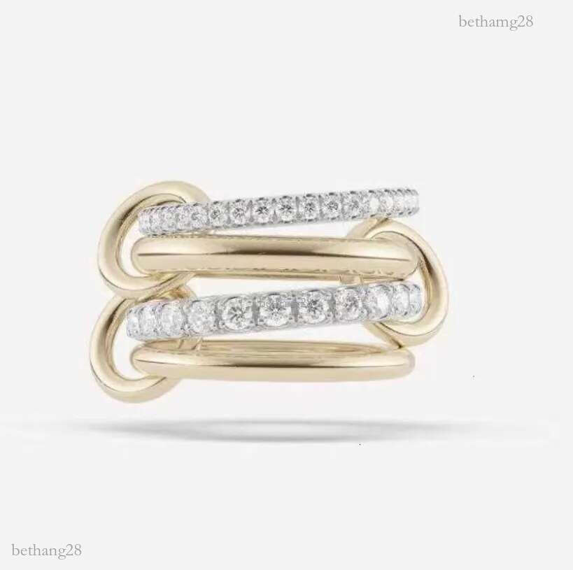 Stacking K gold Four piece Rings for women men spinelli kilcol rings with Dia Ring overlapping designer jewelry Open ring average size