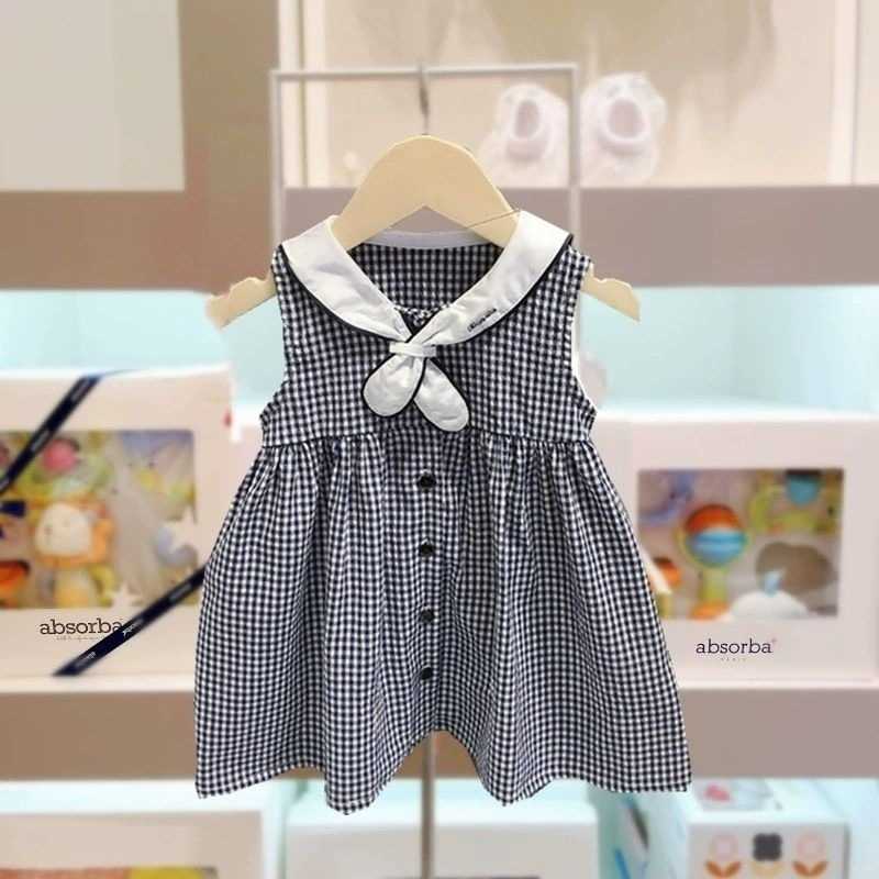 Korean version brother and sister checkered outfit summer mens treasure shirt twopiece set womens treasure dress new brother and sister checkered outf