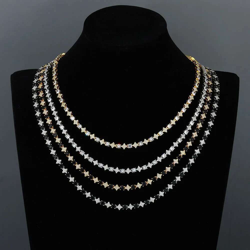 VVS Diamond Star Tennis Chain Necklace Bling Iced out 925 Sterling Silver 100% Real Moissanite Fashion Jewelry Men And Women