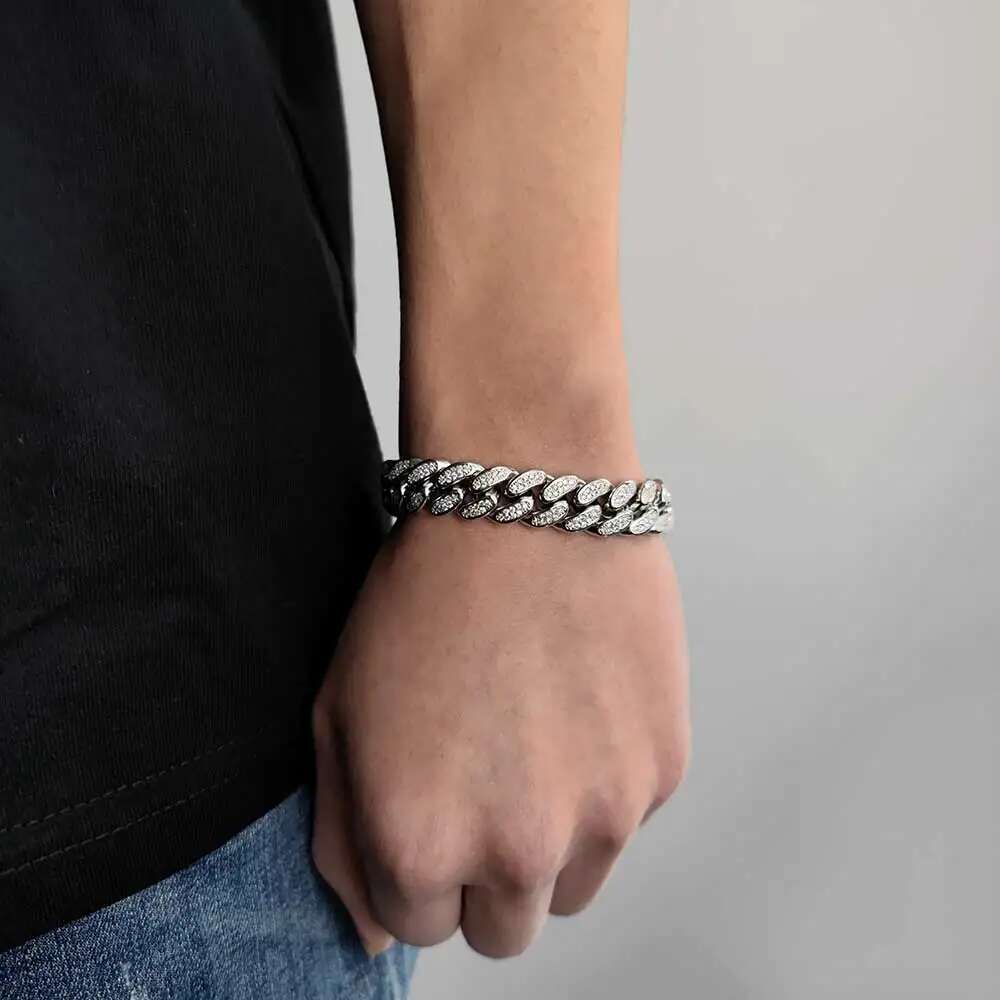 Hight Quality Moissanite Cuban Chain 12MM Iced Out Two Row VVS Diamond Cuban Link Chain Hip Hop Jewelry For Men Women