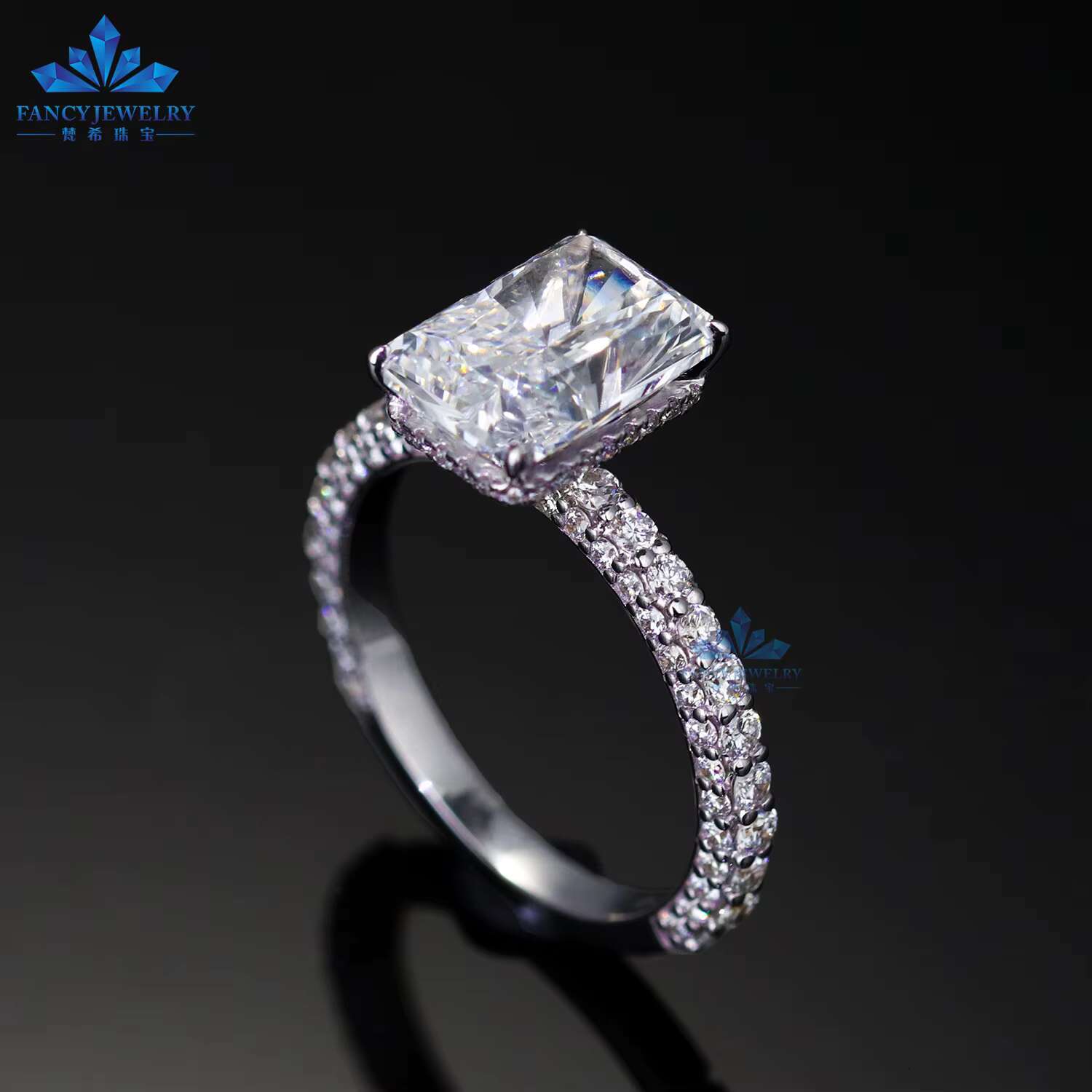 Custom Engagement Wedding Ring Jewelry 18k Solid Gold D VS1 Radiant Cut 3ct Lab Grown Diamond Ring