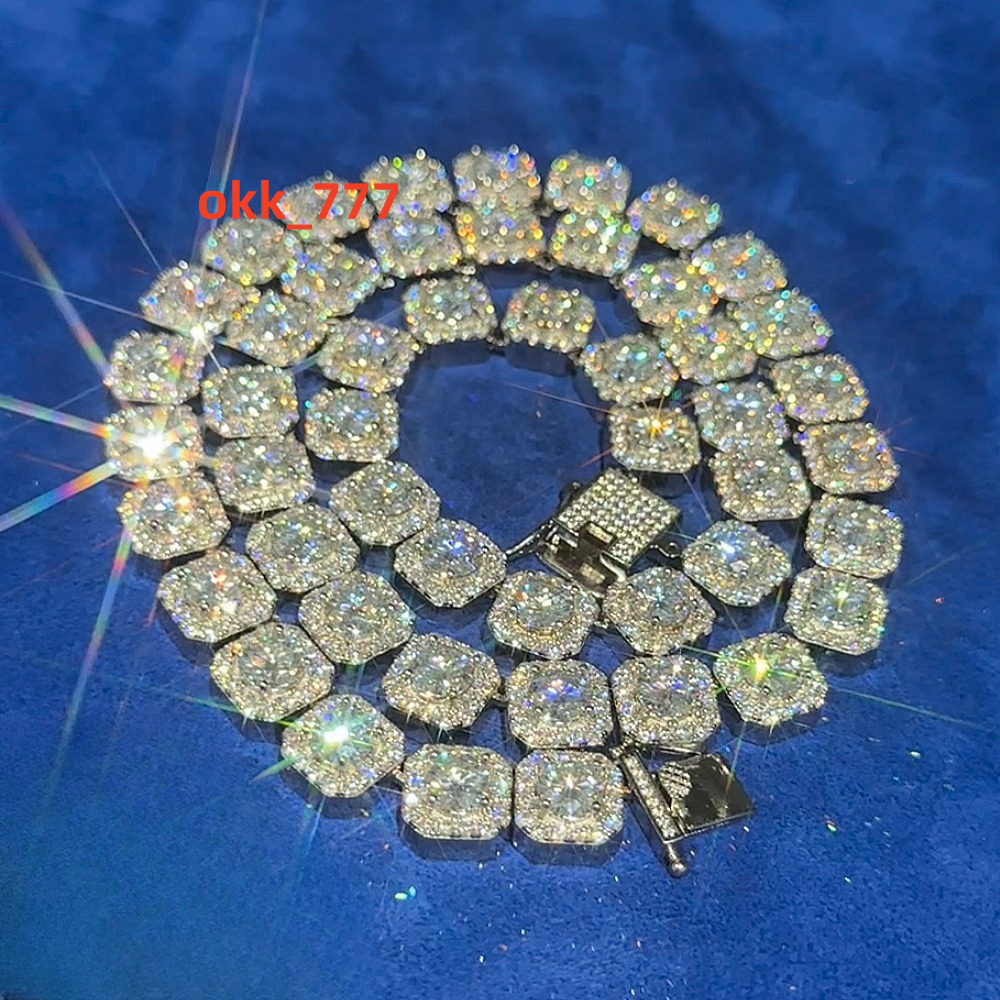 Custom 925 Silver Moissanite Tennis Necklace Hip Hop Tennis Chain Necklace for Men Women