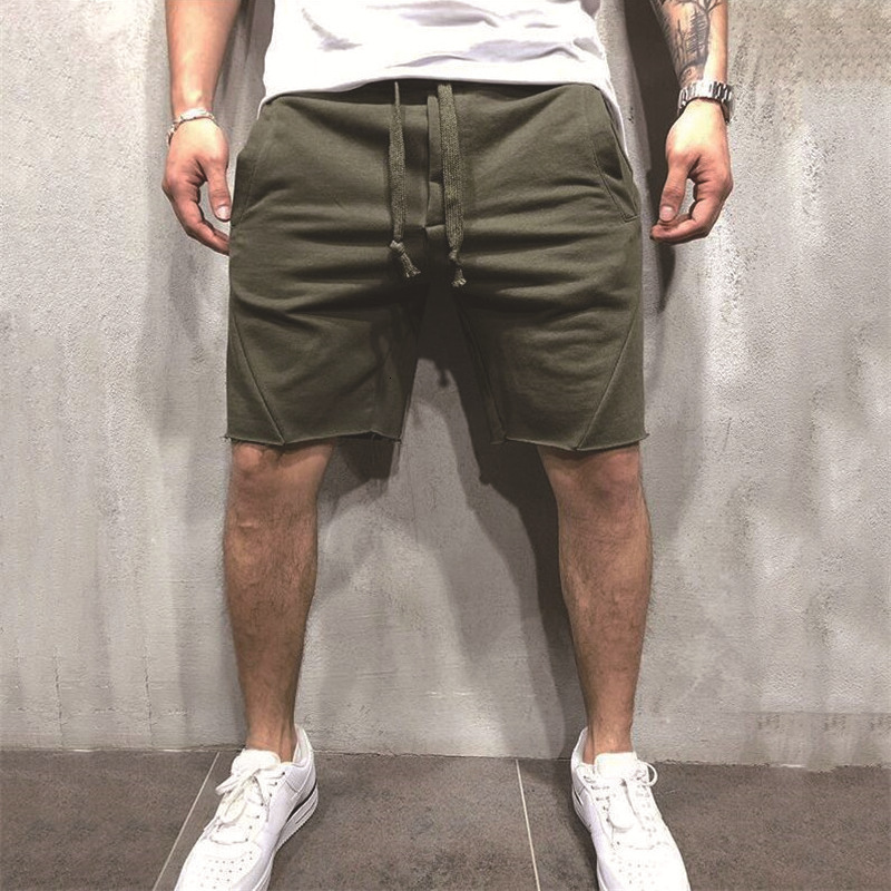 2025 New Designer Men Shorts Men's Solid Color Sports Training Fitness Running Shorts Casual Beggar Style Destroy 5/4 Pants
