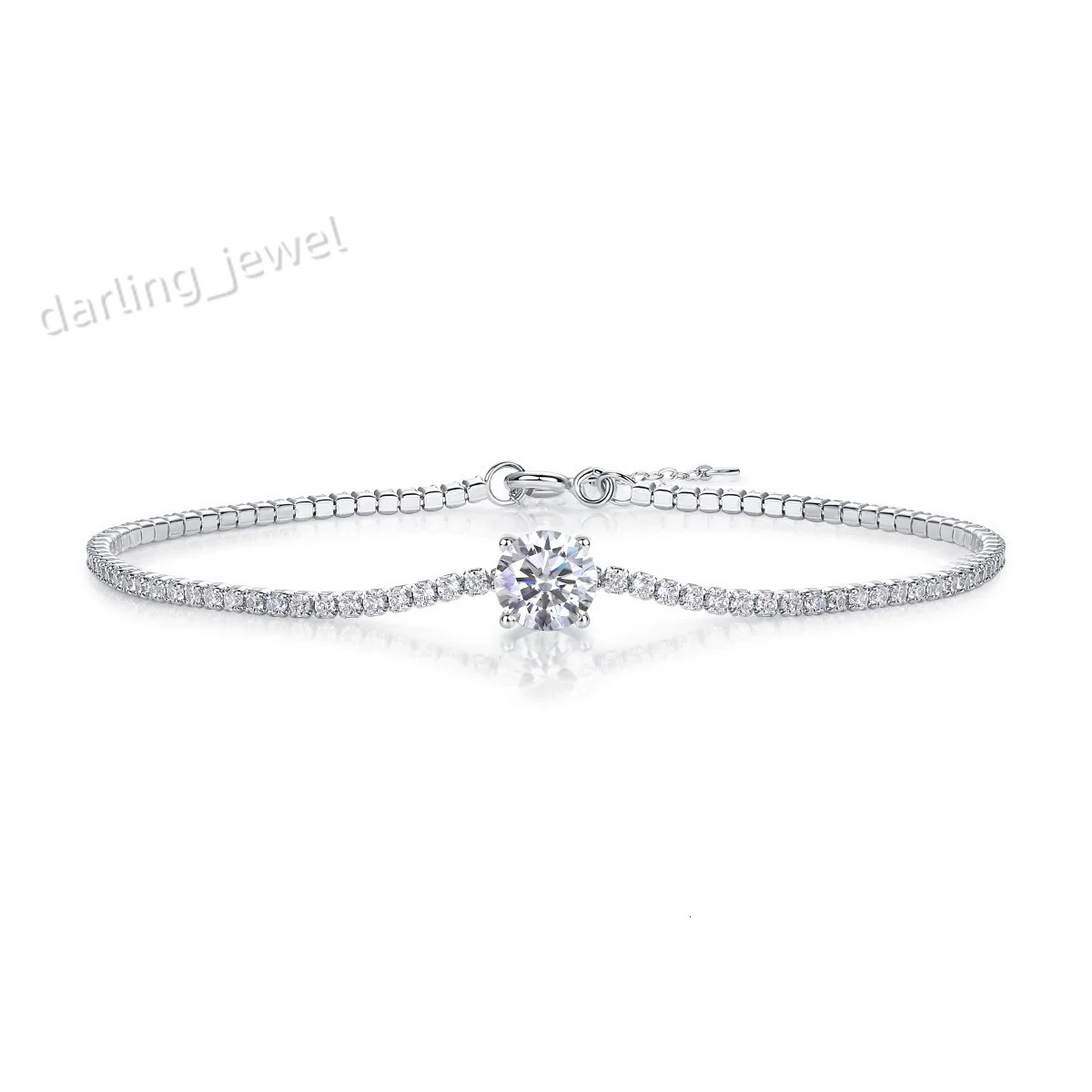 925 Silver 1ct Round Moissanite Tennis Chain Bracelet Women Jewelry Diamond Zircon Link Bracelets Bangle Pass Tester Gift