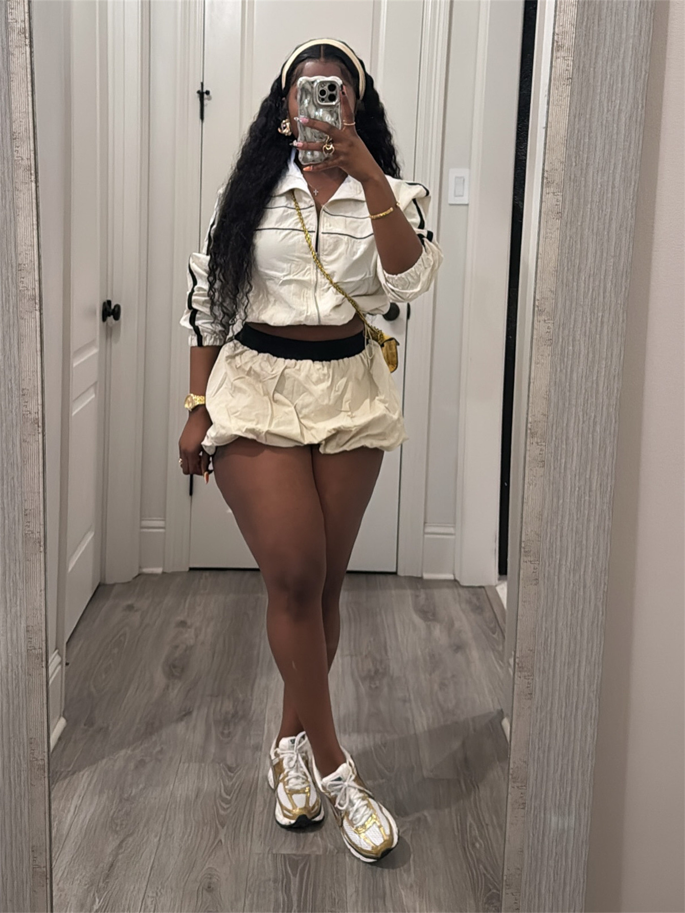 2025S Designer Women S Set Summer Open Umbilical Zipper Sleeve Top Waist Bag Hip Short Skirt Set For Women