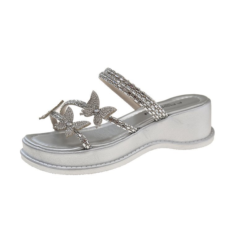 Women's 2025 summer new fashion platform increase slippers small size 34-40 wear with skirt slimming super beautiful sandals beach shoes