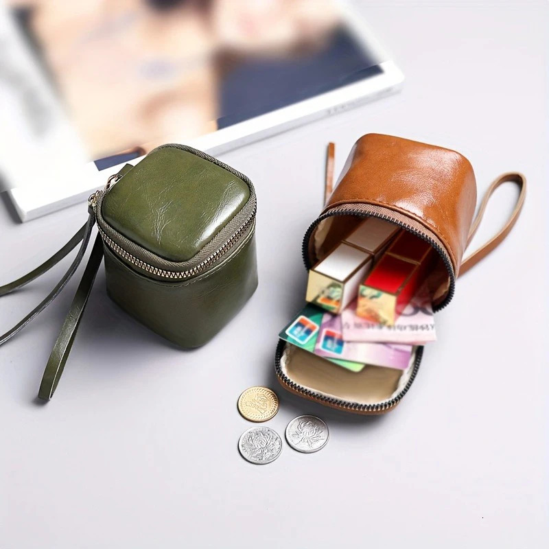 Chic PU Cube Clutch Mini Zipper Makeup Box for HandbagBackpack Decoration Jewelry Storage Fashion 250408