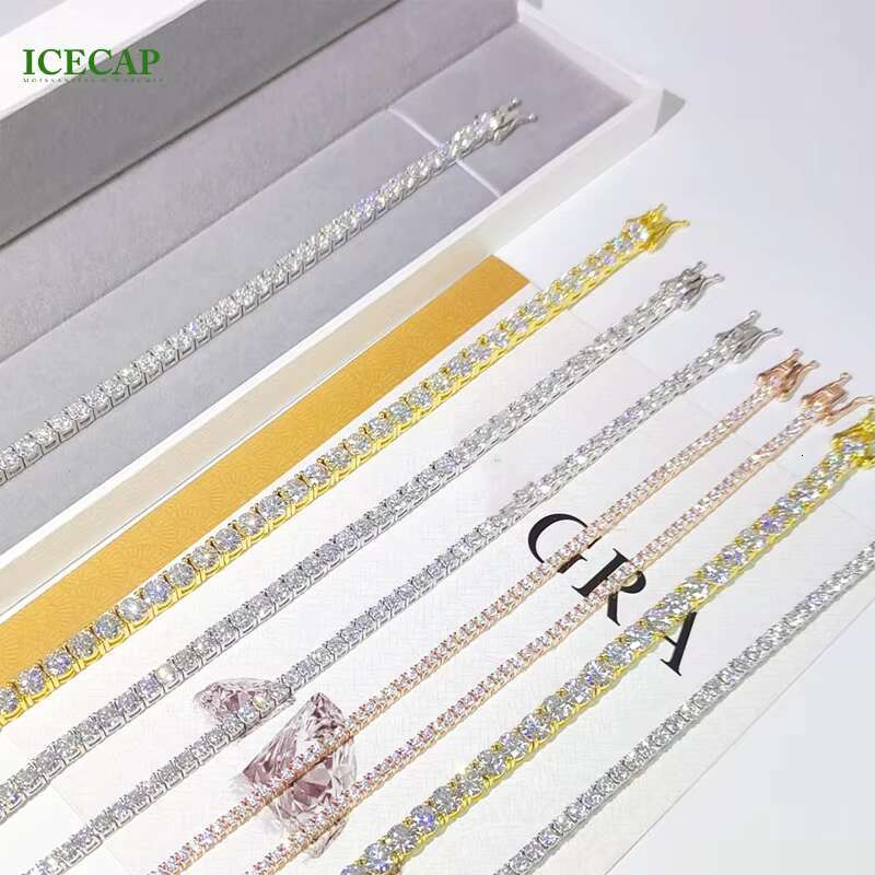 Fashion Jewelry 18K Gold Plated Rop Jewelry Custom 5MM Advanced Hip Hop Bracelet VVS Moissanite Tennis Bracelet Link