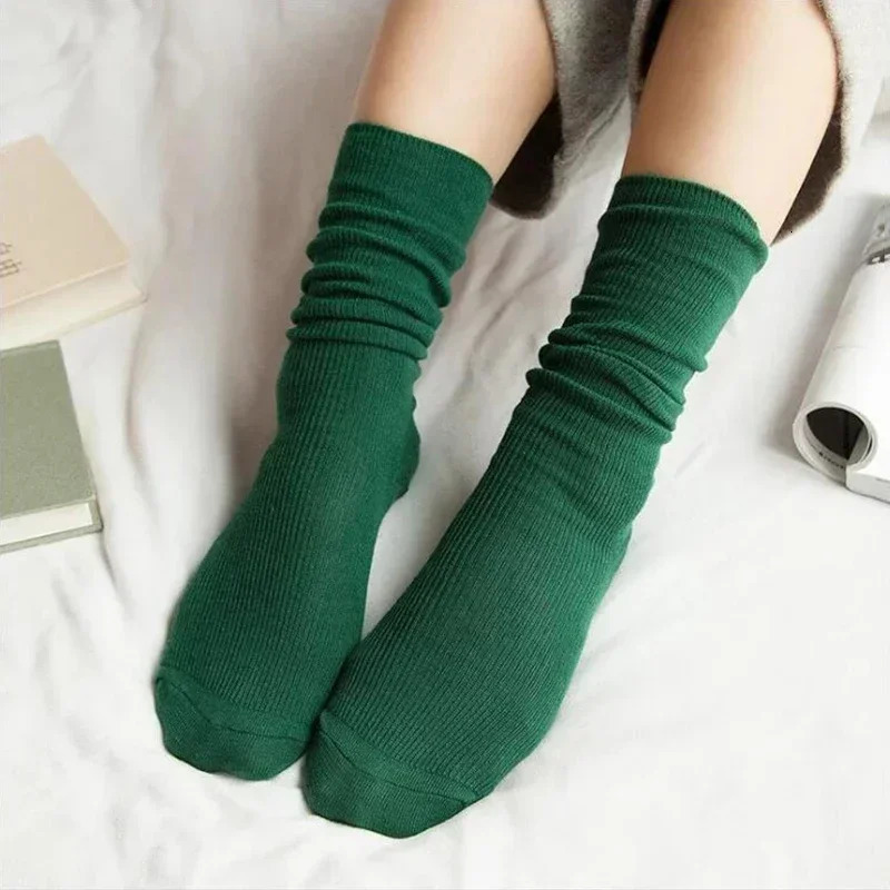 Womens Socks for Woman Winter Autumn Middle Tube Kawaii Cotton Black Red Khaki Feminino Girls Cute Stockings FDT112 250409