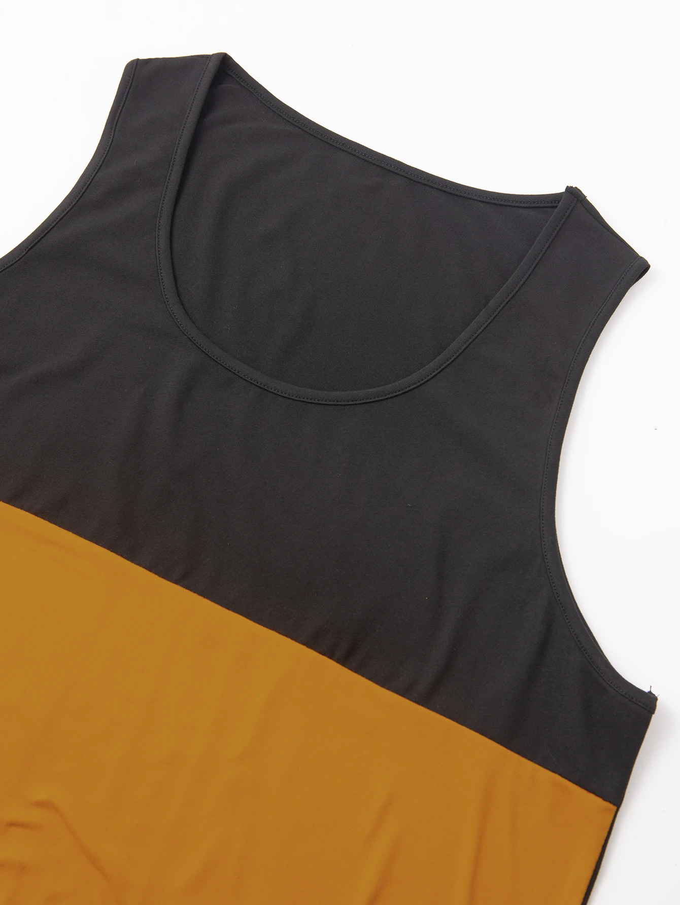 Summer casual sports vest mens breathable loose training sleeveless Tshirt color matching fitness suit 250409