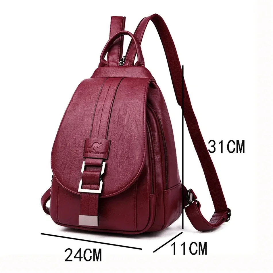 Multifunctional Women Leather Backpacks Casual Backpack For Teenager Girls School Chest Bag Travel Bagpack Ladies Sac Back Pack 250407