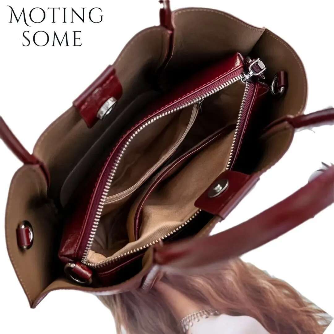 ,Motingsome Woman Retro Shoulder Messenger Bags Natural Genuine Leather Tote Vintage Daily Purses 2025