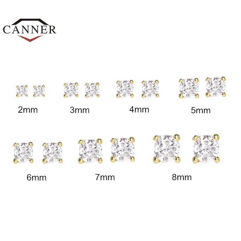 CANNER 2/3/4/5/6/7/8mm 925 Sterling Silver Small Zircon Crystal Stud Earrings for Women Mini Piercing Earring Jewelry Pendients Z250408