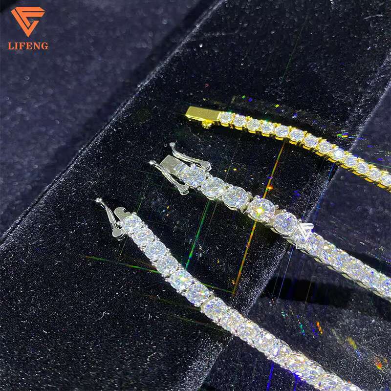 Lifeng 3/4/5MM Tennis Bracelet Iced Out Moissanite 925 Sterling Silver Trending Bracelet Fashion Jewelry Womens Tennis Bracelet