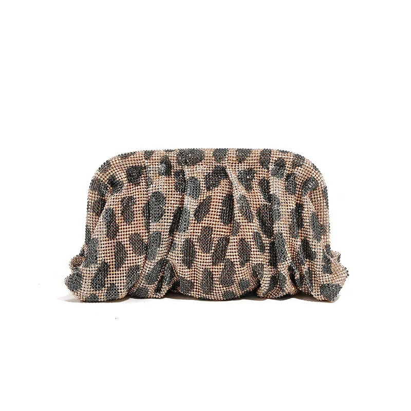 Premium Handmade Diamond-encrusted Clutch Bag Pleated Chain Rhinestone Cloud Clip Dinner Bag Single Shoulder Oblique Span Bolsos 251107