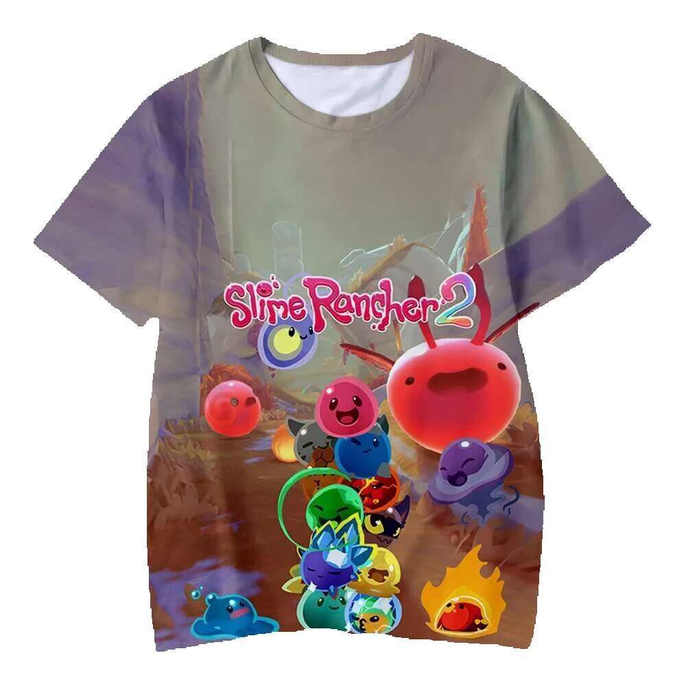Men's and women's short sleeved T-shirts, casual fashion, 3D cartoon print, Slime Rancher