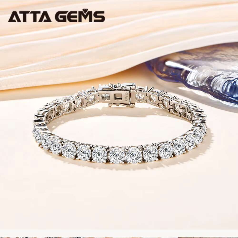 Attagems 3.0mm D Color 925 Sterling Silver Tennis Bracelet 3mm Moissanite Chain Bracelet for Christmas Gift