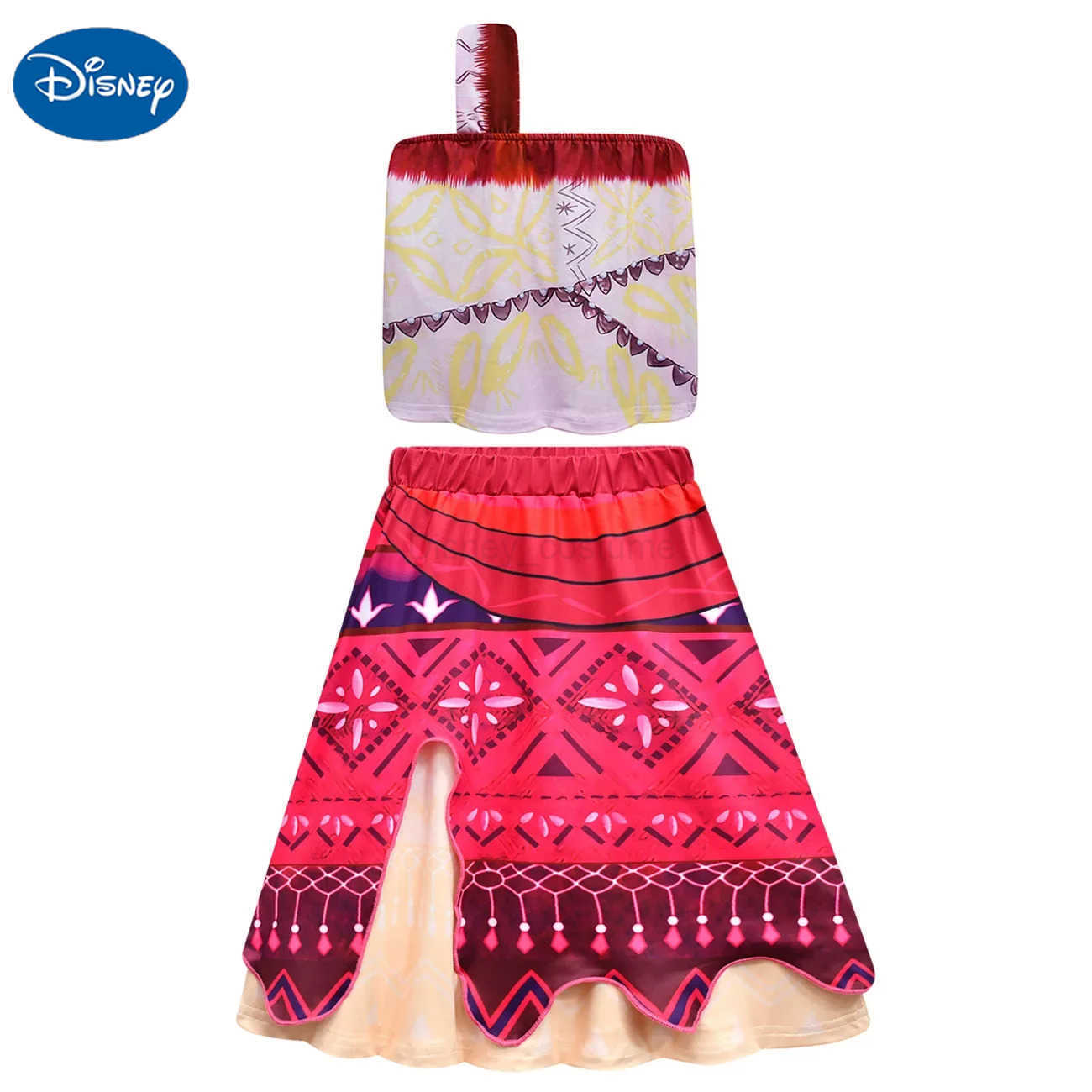 Disney Moana 2 Princess Dress Girl Role Play Vaiana Single Shoulder Costume Halloween Vestido Childrens Birthday Ball Costume X2504081