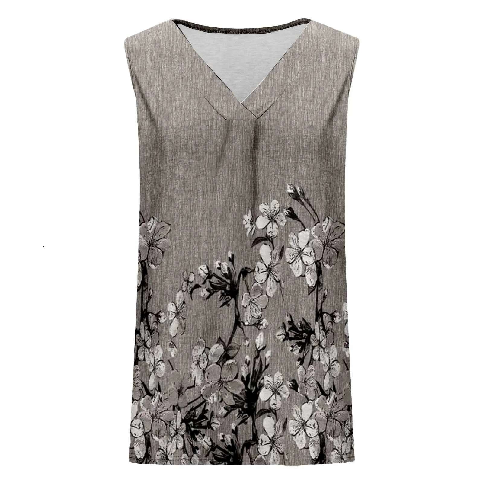 Dongdumaoyi For Loose Fit Sleeveless V Neck Ral Printed T Shirt Ladies Casual Summer Blouses Tank Tops For Women Women S Tight Underwear