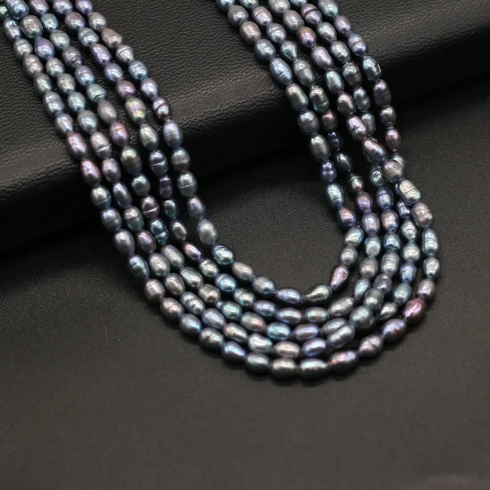 AA High Quality Natural Freshwater Black Pearl Rice Loose Bead Gift for Jewelry Making DIY Charms Bracelet Necklace Accessories 251131