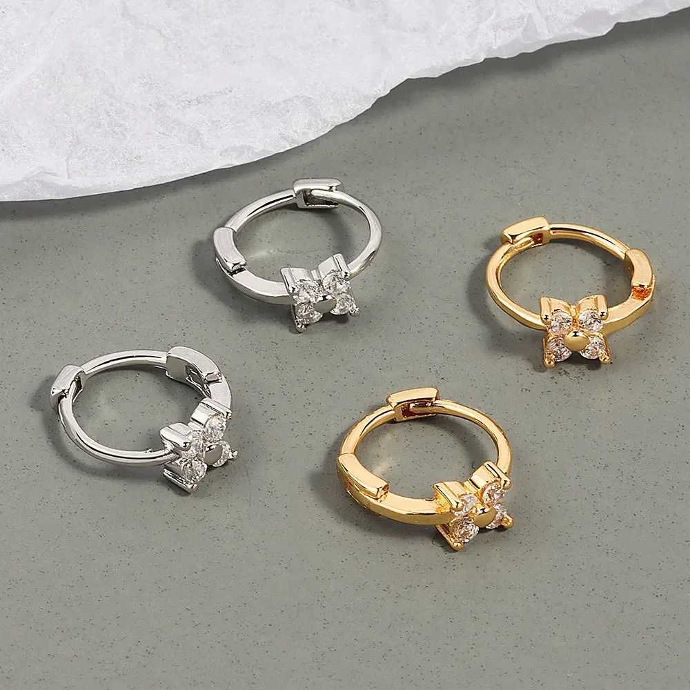 2PC Stainless Steel Little Huggies Hoop Earrings For Women Tiny Crystal Zirconia Pendant Cartilage Earrings Piercing Jewelry Z250408