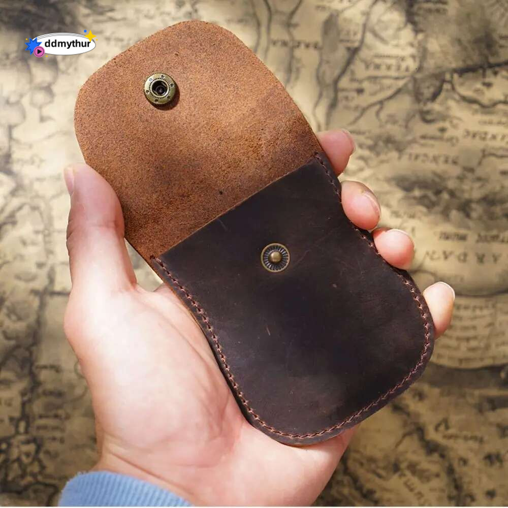 Handmade Cowhide Leather Coin Wallet Unisex Small Vintage Purse Portable Hasp Money Bag Credit Card Holder Key Storage Pouch ddmythur