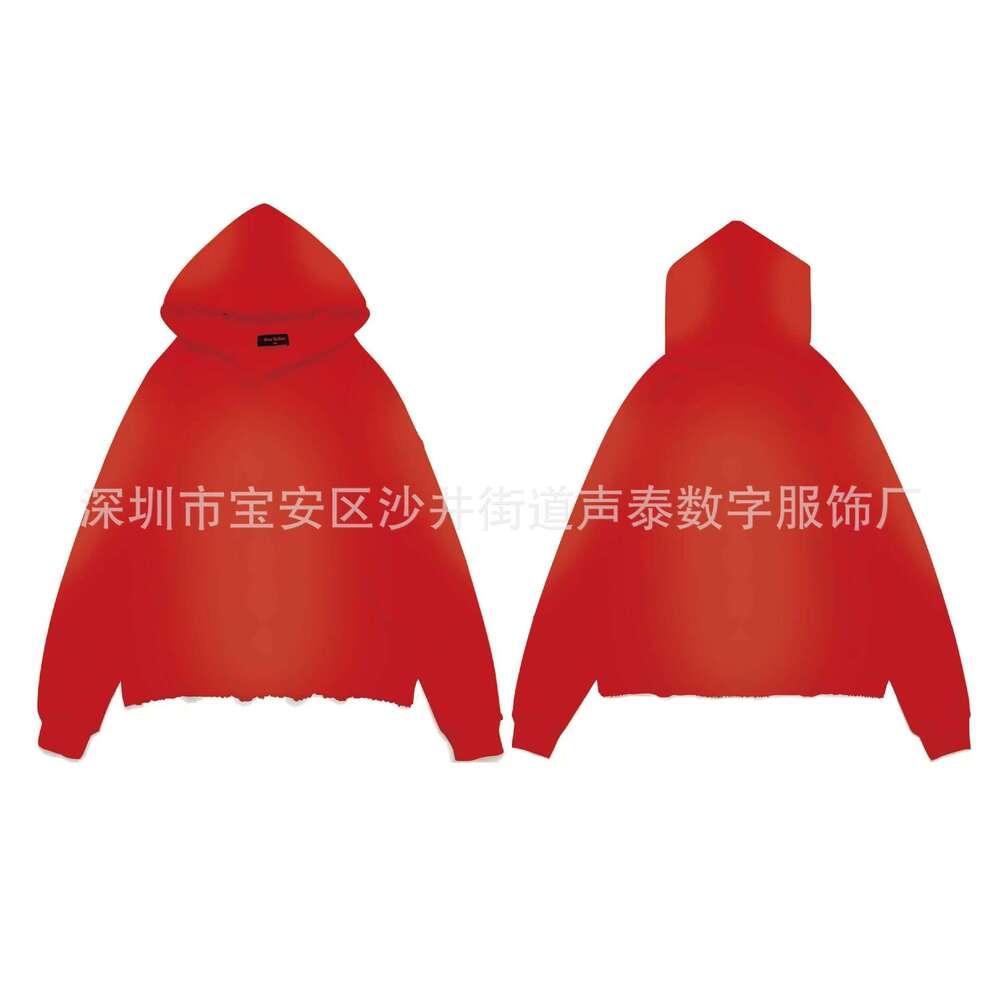 Women's Wear Spray Ma Liu Pure Cotton Hooded Sweatshirt, And Pants Set, Washed With Water, No Hem Sweatshirt Print