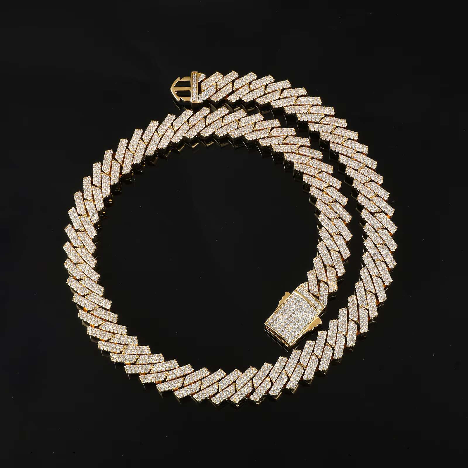Hip Hop Brass AAAA Cubic Zircon Iced Out 14mm Prong Miami Cuban Chains Necklace for Men Jewelry
