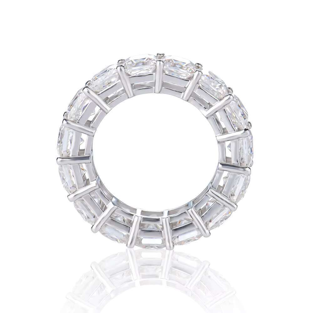 925 Silver Sterling Princess Eternity Band with DEF Color VVS Princess Shape Moissanite Full Eternity Rings for Men