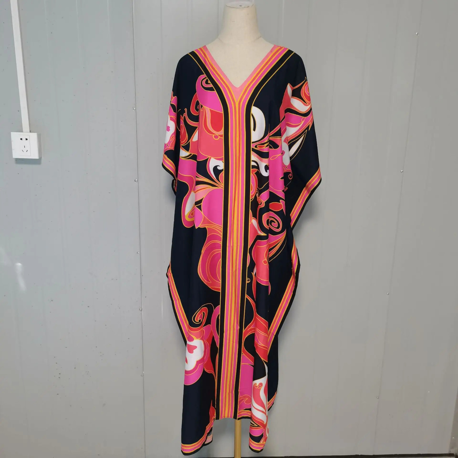Kaftan dress oversized womens beach covering summer clothing kimono unprinted Vestido holiday 250409