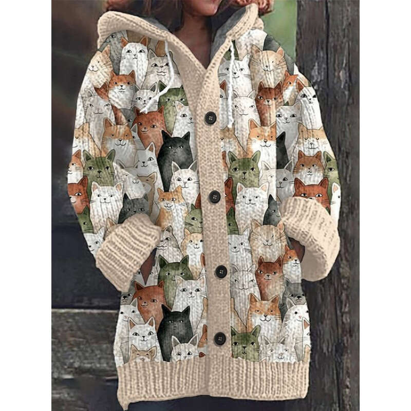 2025 New Halloween Animal 3D Printed Casual Hooded Cloak Jacket autumn sweater print wildfox sweaters for women