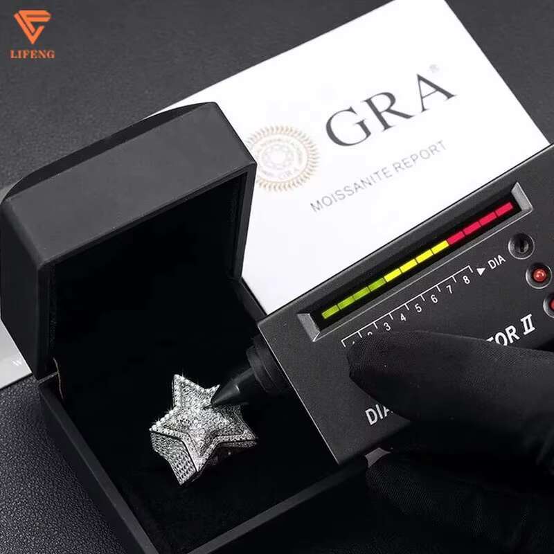 Moissanite Ring Star Shape Ring 925 Sterling Silver Hip Hop Men Women Engagement VVS Moissanite Pass Diamond Tester Rng